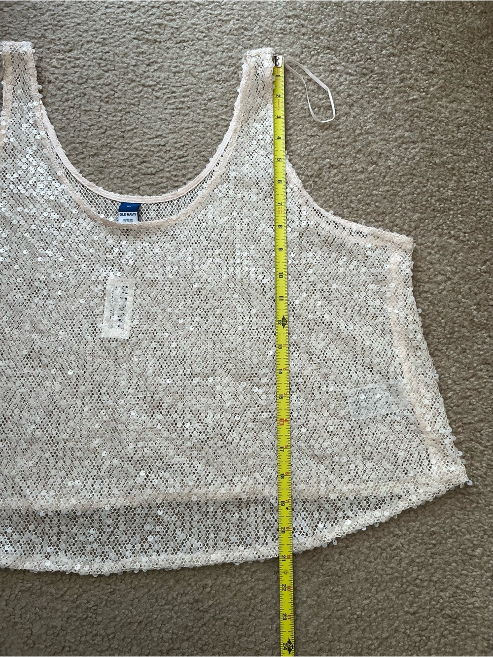 NWT Old Navy Sequin Tank Top in Sea Salt - Picture 9 of 9